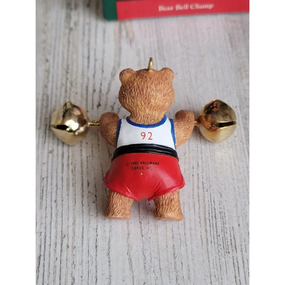 Hallmark bear Bell champ 1992 vintage ornament Xmas‎